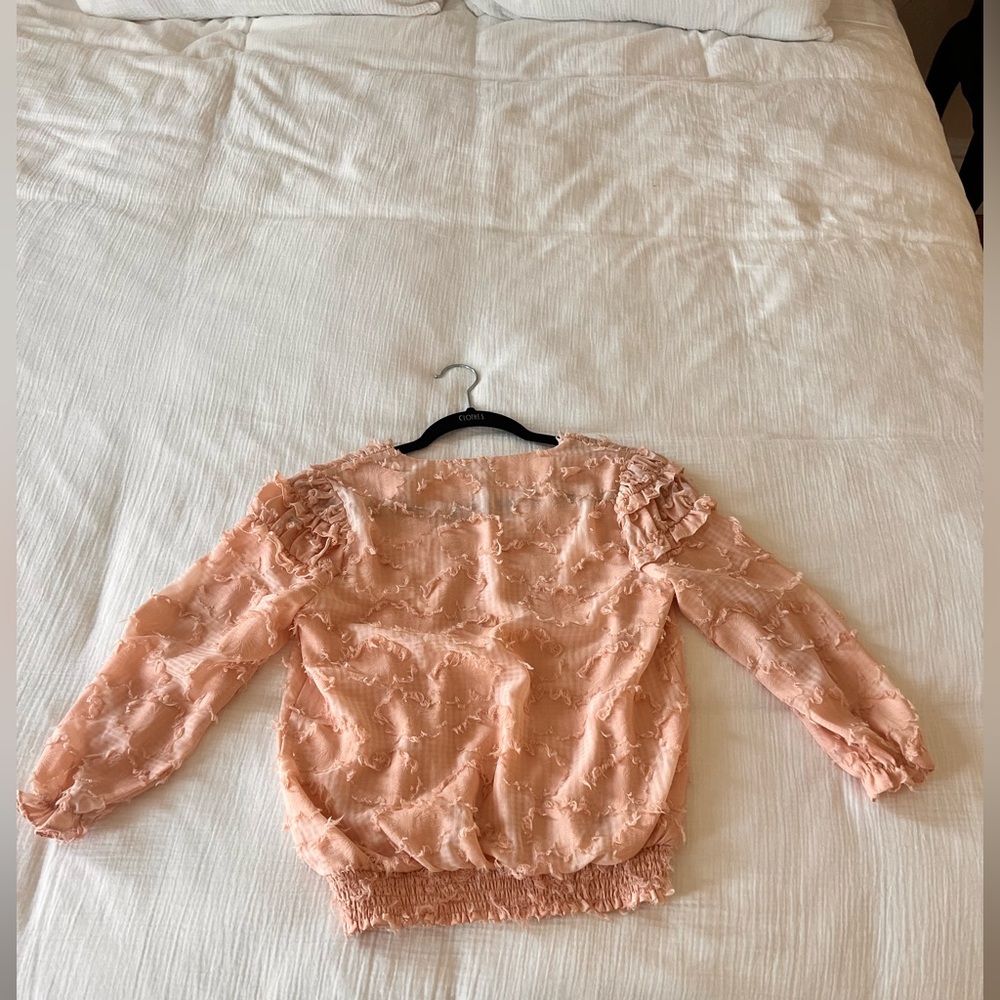 Peach Ruffled Women's Top - Picture 2 of 3